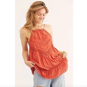 Free People Elisa Summer Tunic Top in Paprika